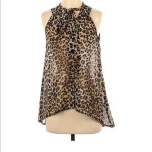 Eighty Sixty Tie Neck Animal Print Blouse